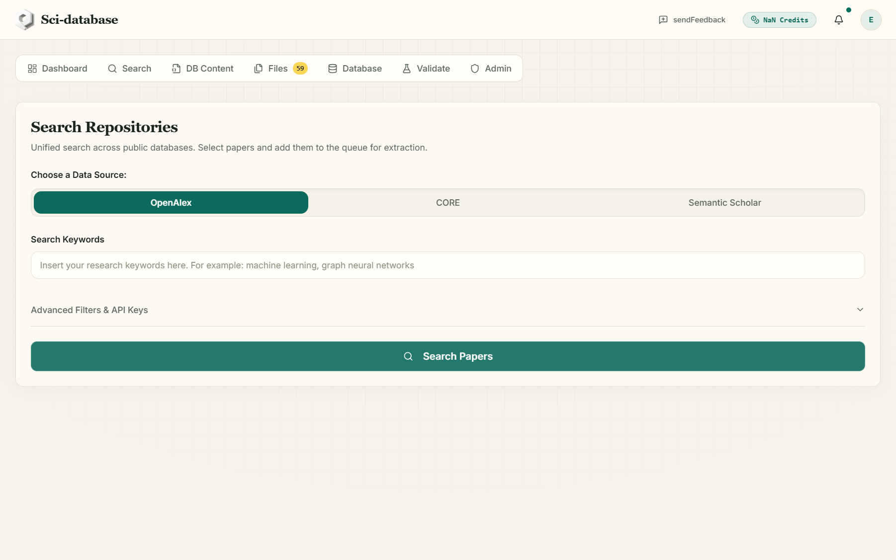 Search tab