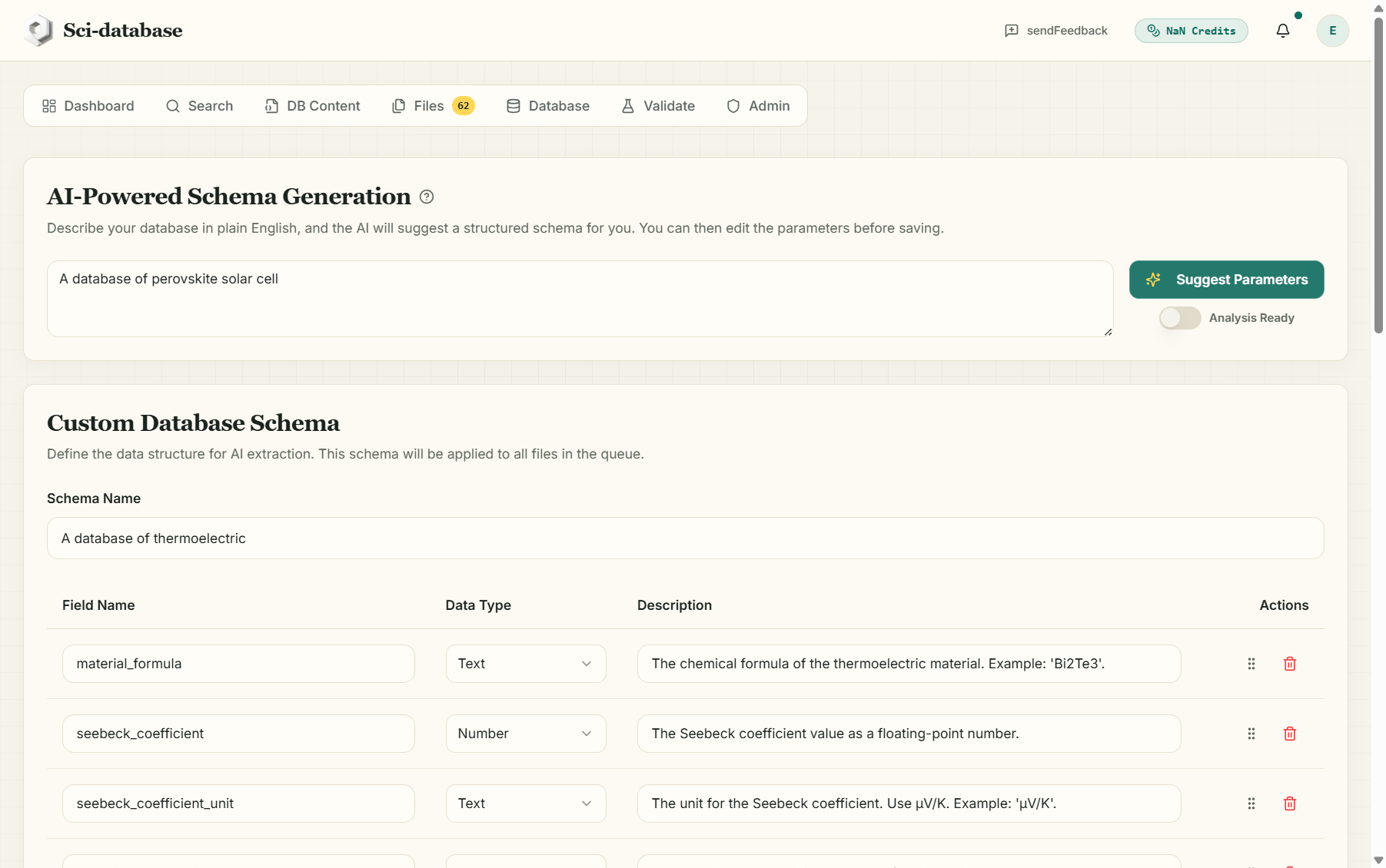 Schema editor