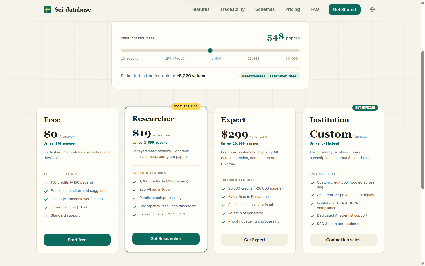 Pricing page