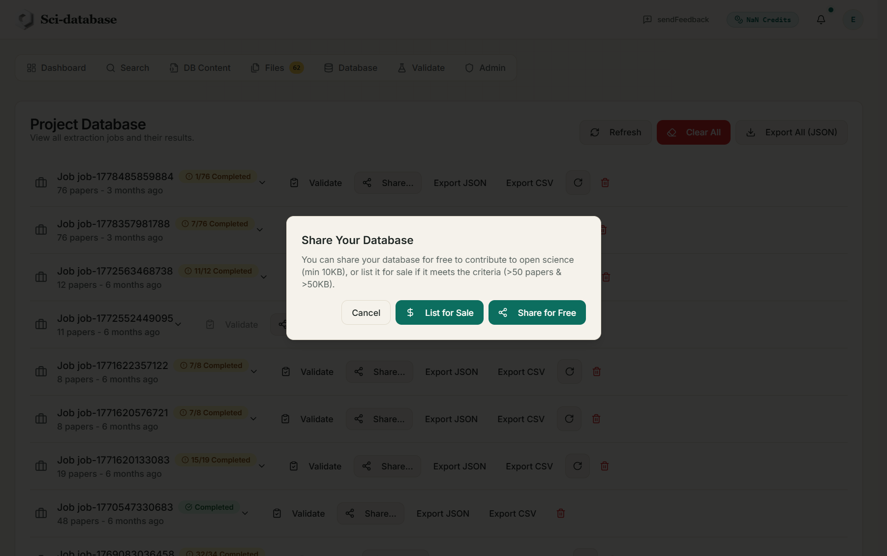 Share dialog